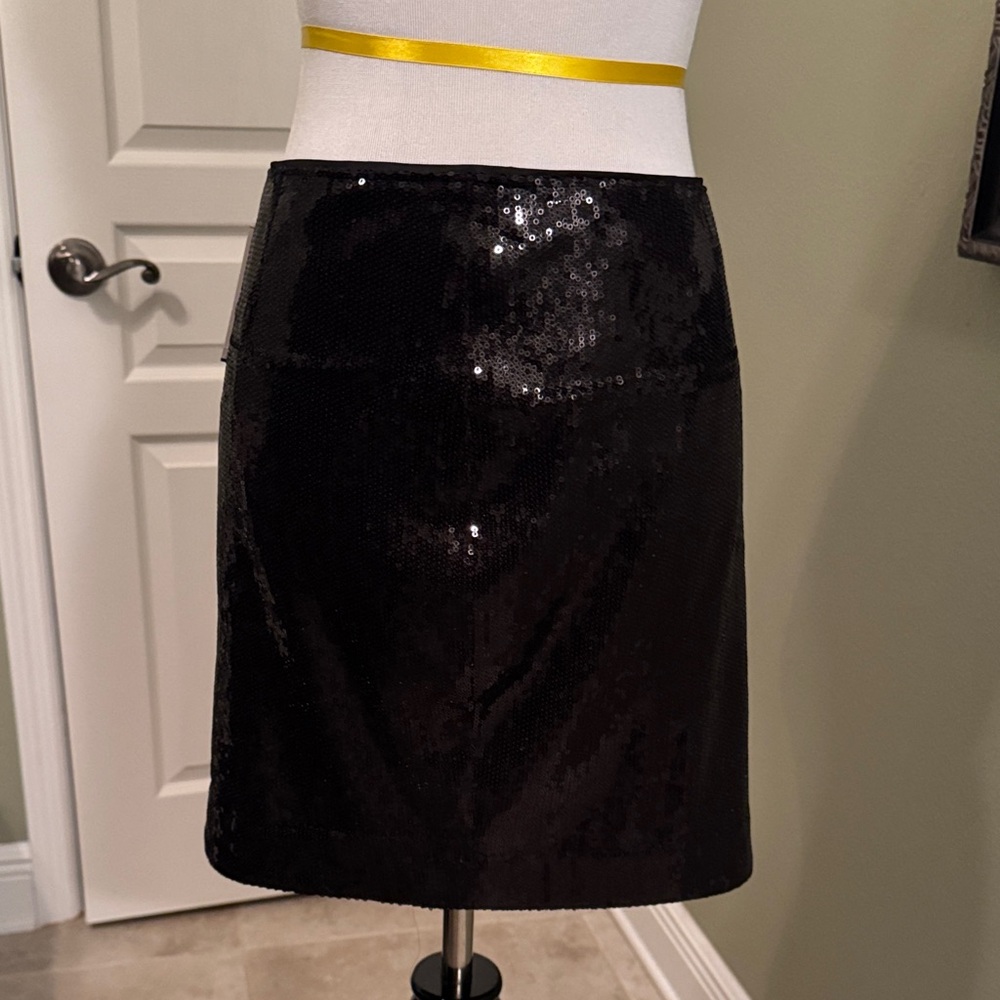 Cache Black Sequin Pencil Skirt